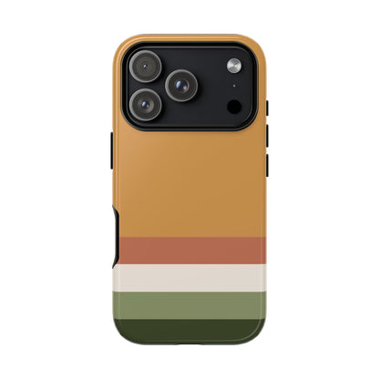 Ochre and terracotta color block tough case for a minimalist fall aesthetic