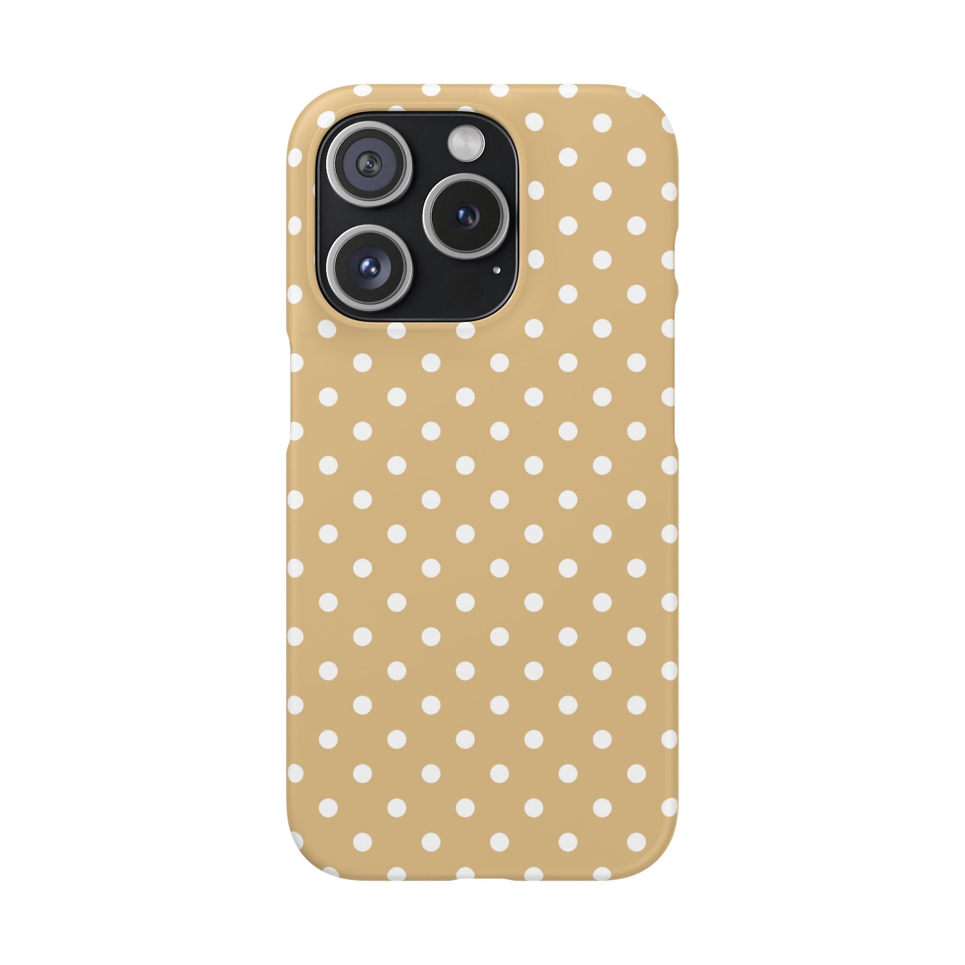 iPhone 15 Pro snap phone case - Latte Polka Dot