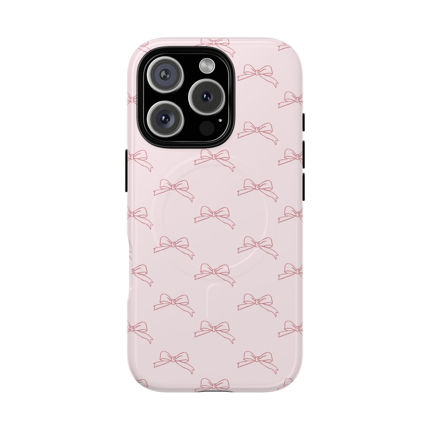 Pink line art bow MagSafe compatible phone case