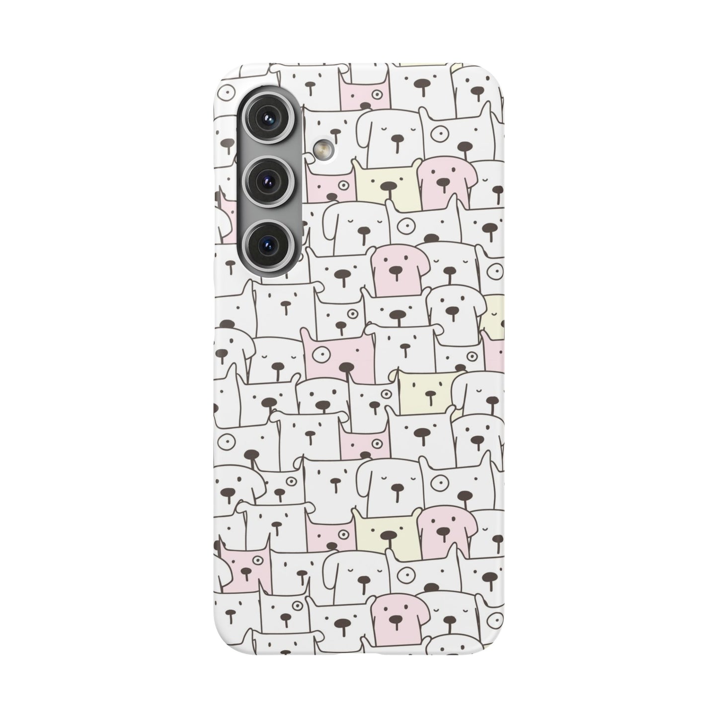 Samsung Galaxy S24 snap phone case - Cute Yellow Pink Dogs Drawing