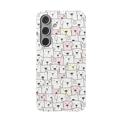 Samsung Galaxy S24 snap phone case - Cute Yellow Pink Dogs Drawing