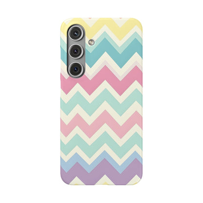 Samsung Galaxy S24 snap phone case - Pastel Chevron Pattern