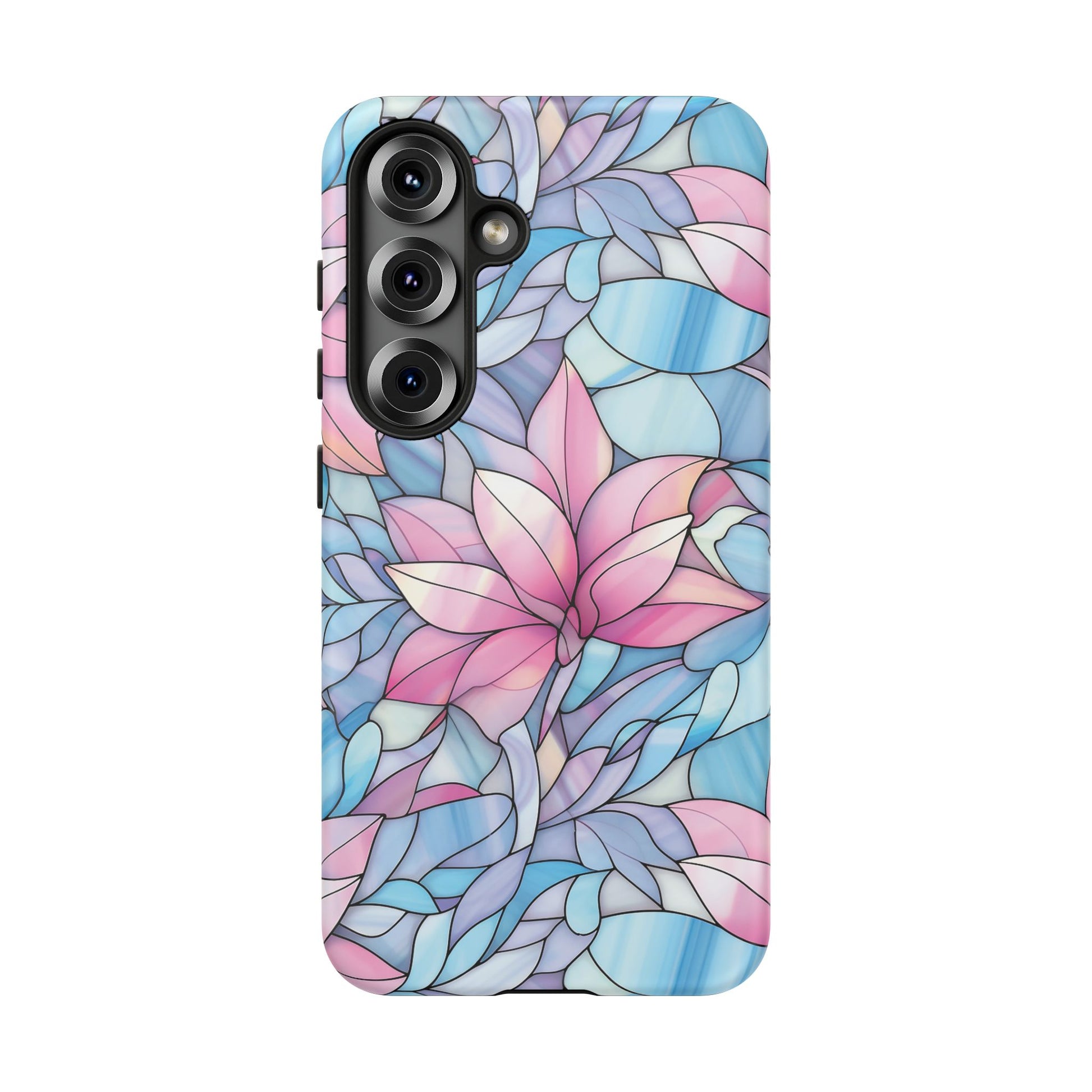 Samsung Galaxy S25 phone case - Pink Flower Stained Glass