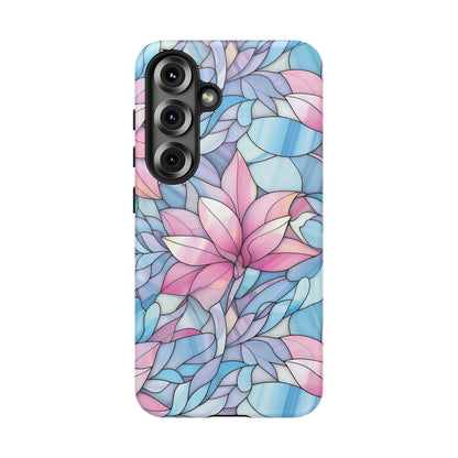 Samsung Galaxy S25 phone case - Pink Flower Stained Glass