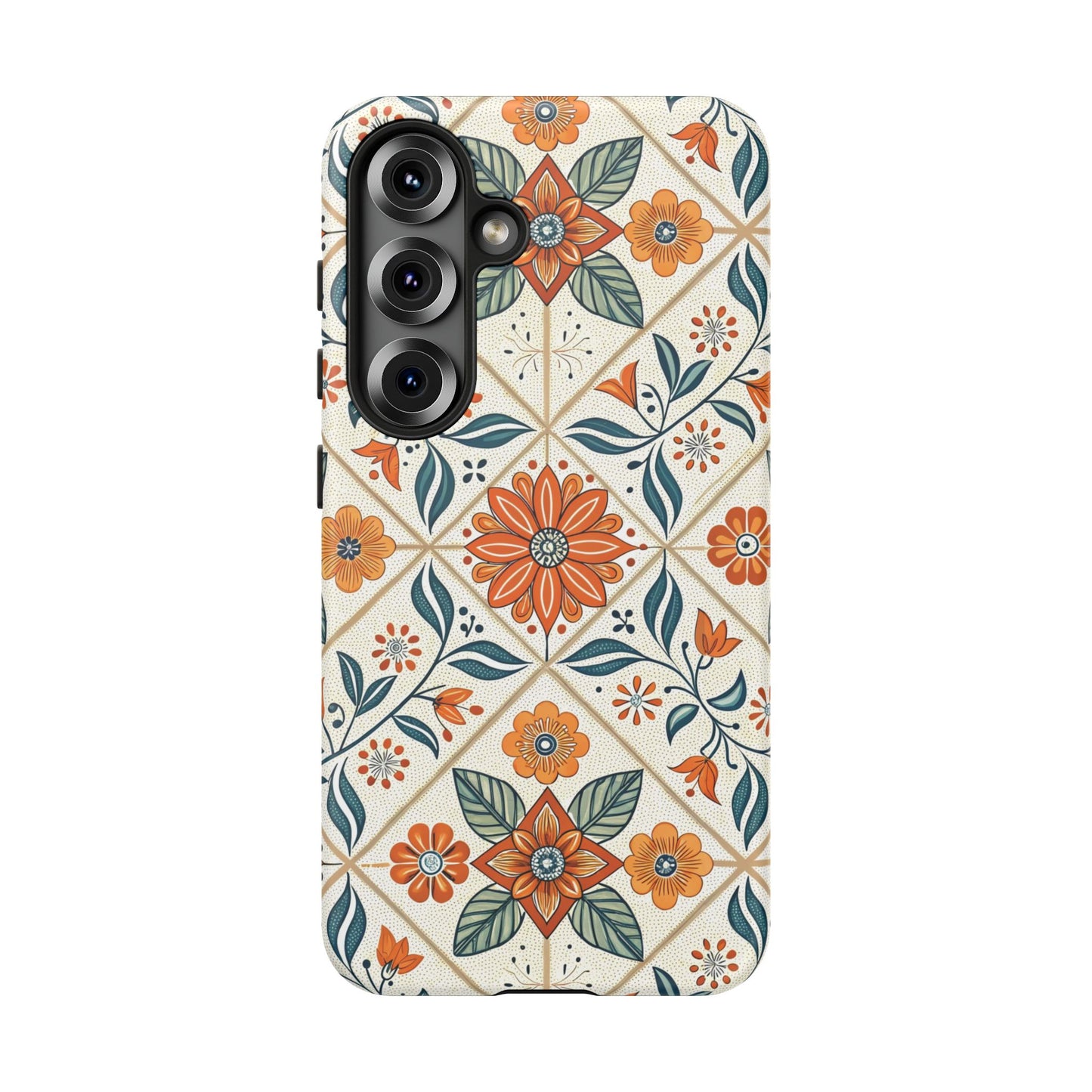 Samsung Galaxy S25 phone case - Tiles Floral Pattern