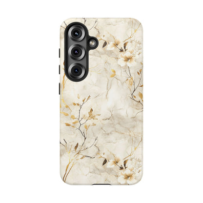 Samsung Galaxy S25 phone case - White Flora Marble