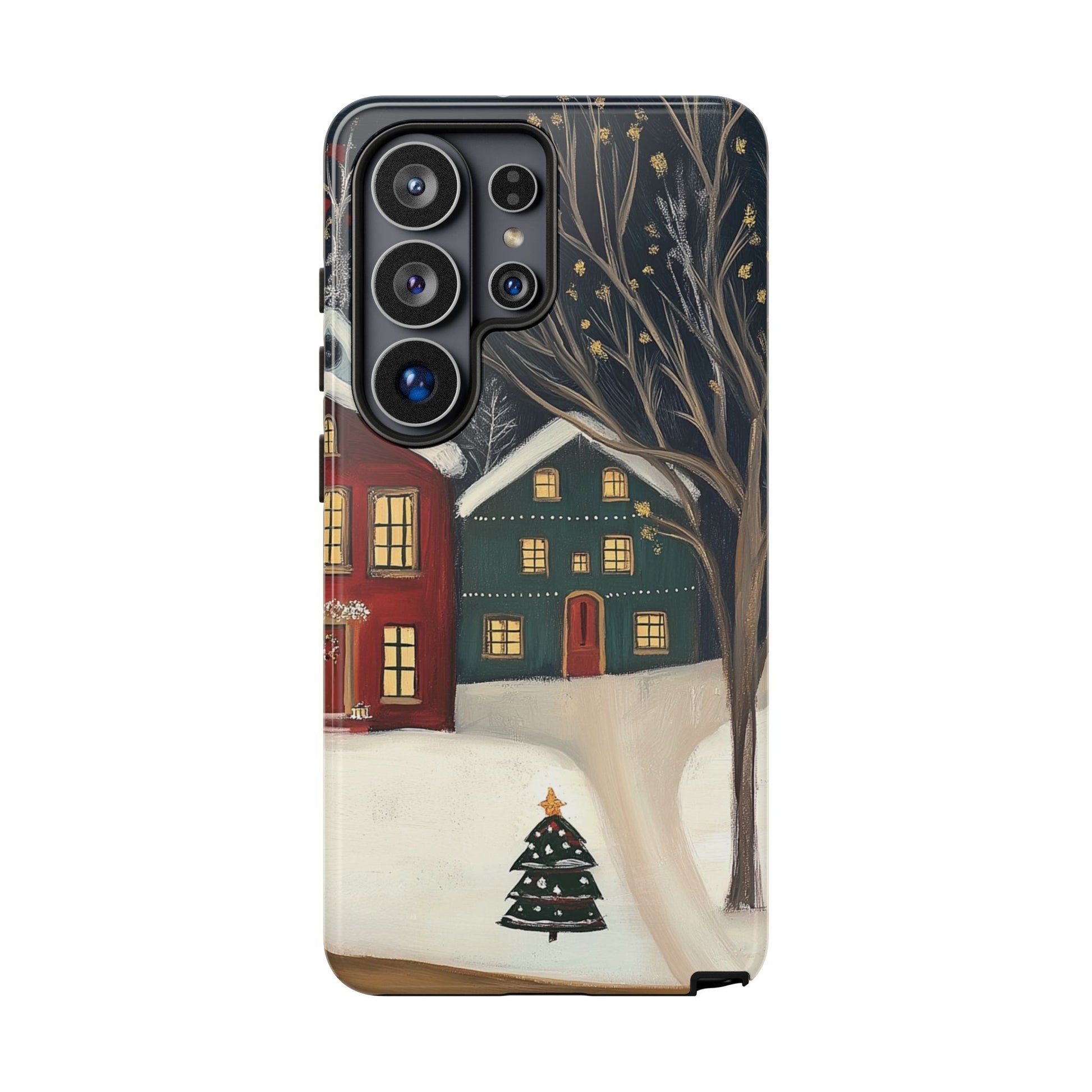 Samsung S26 Plus tough case with winter scene featuring a tree on snowy background