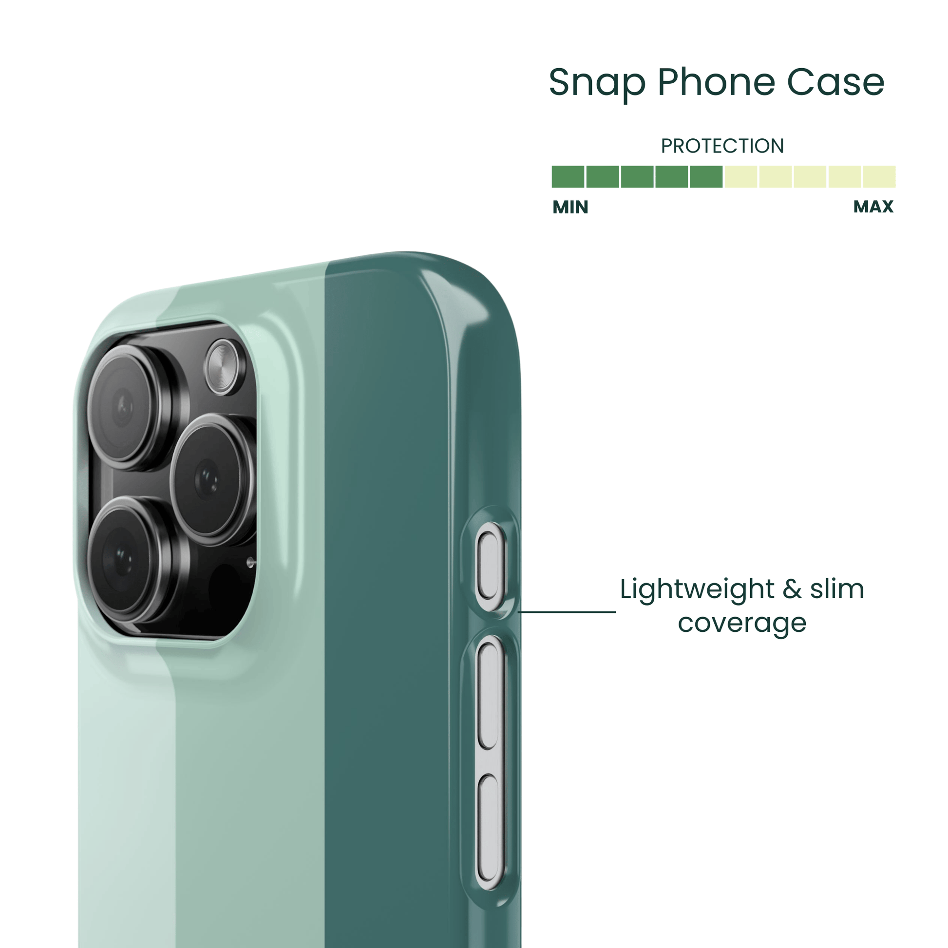 Side profile of the ultra slim snap case on a mobile device
