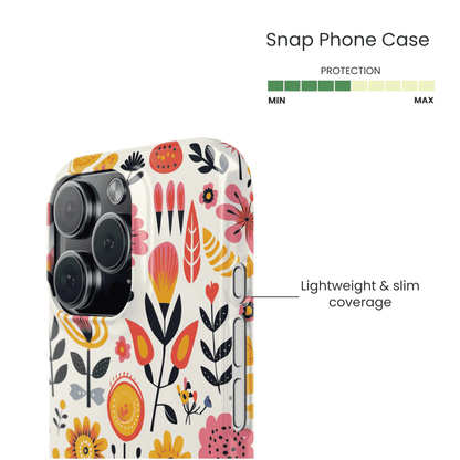 Side view of the slim Vivid Meadow pattern on a snap case