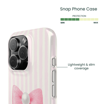 Thin polycarbonate pink stripe and bow Snap phone case