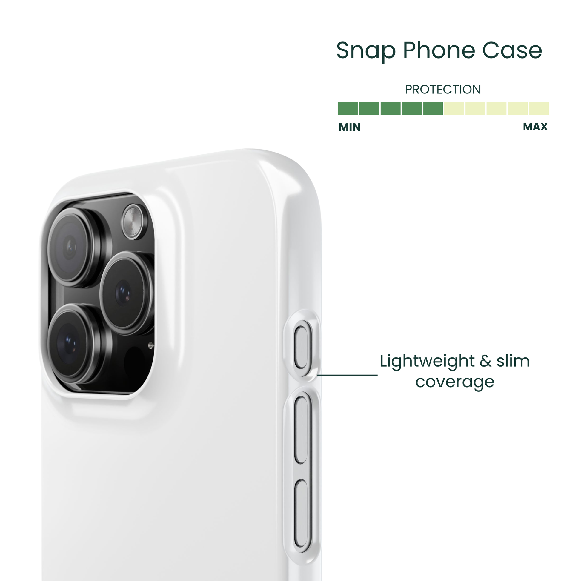 Side view of a wrapped typographic snap-on phone shell