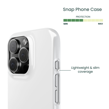 Side view of a wrapped typographic snap-on phone shell