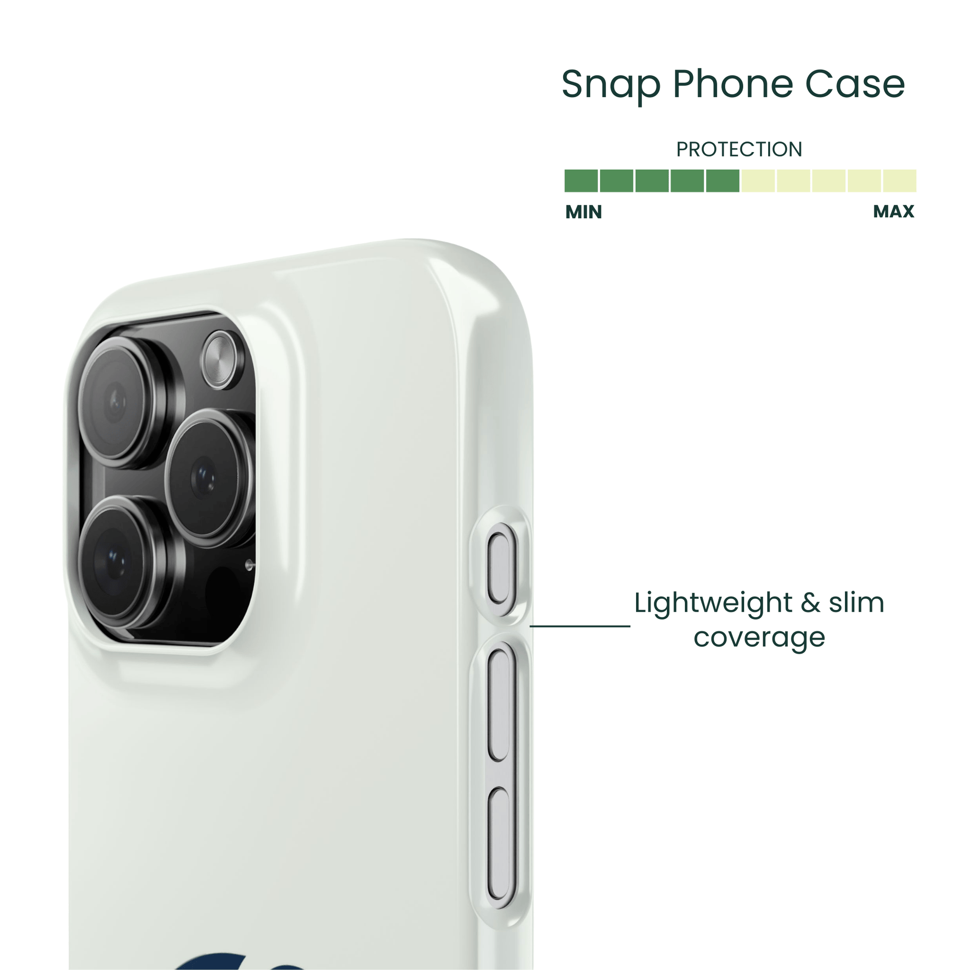 Side profile of the lightweight Number 6 snap case on a mobile phone