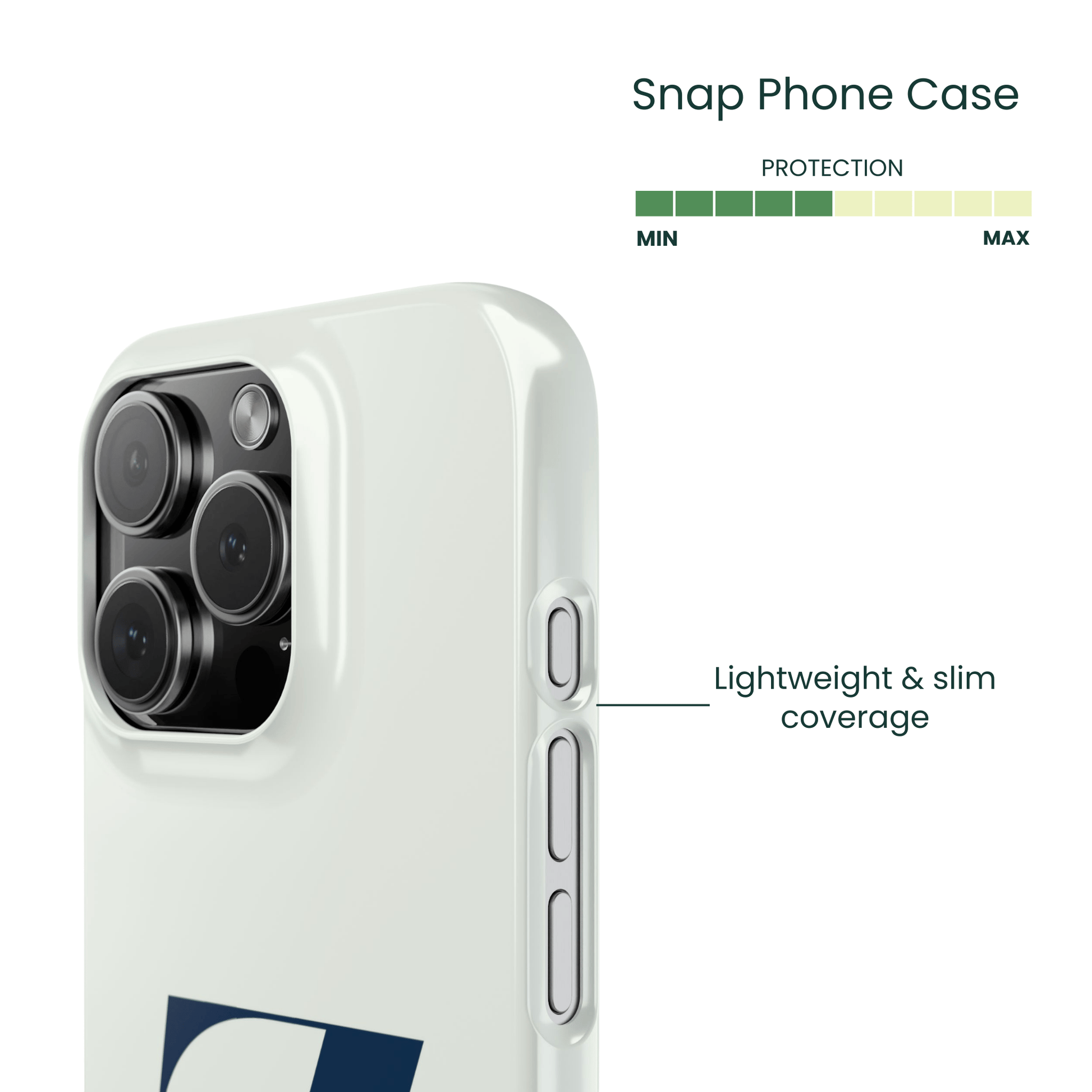 Side view of wrapped typographic snap case