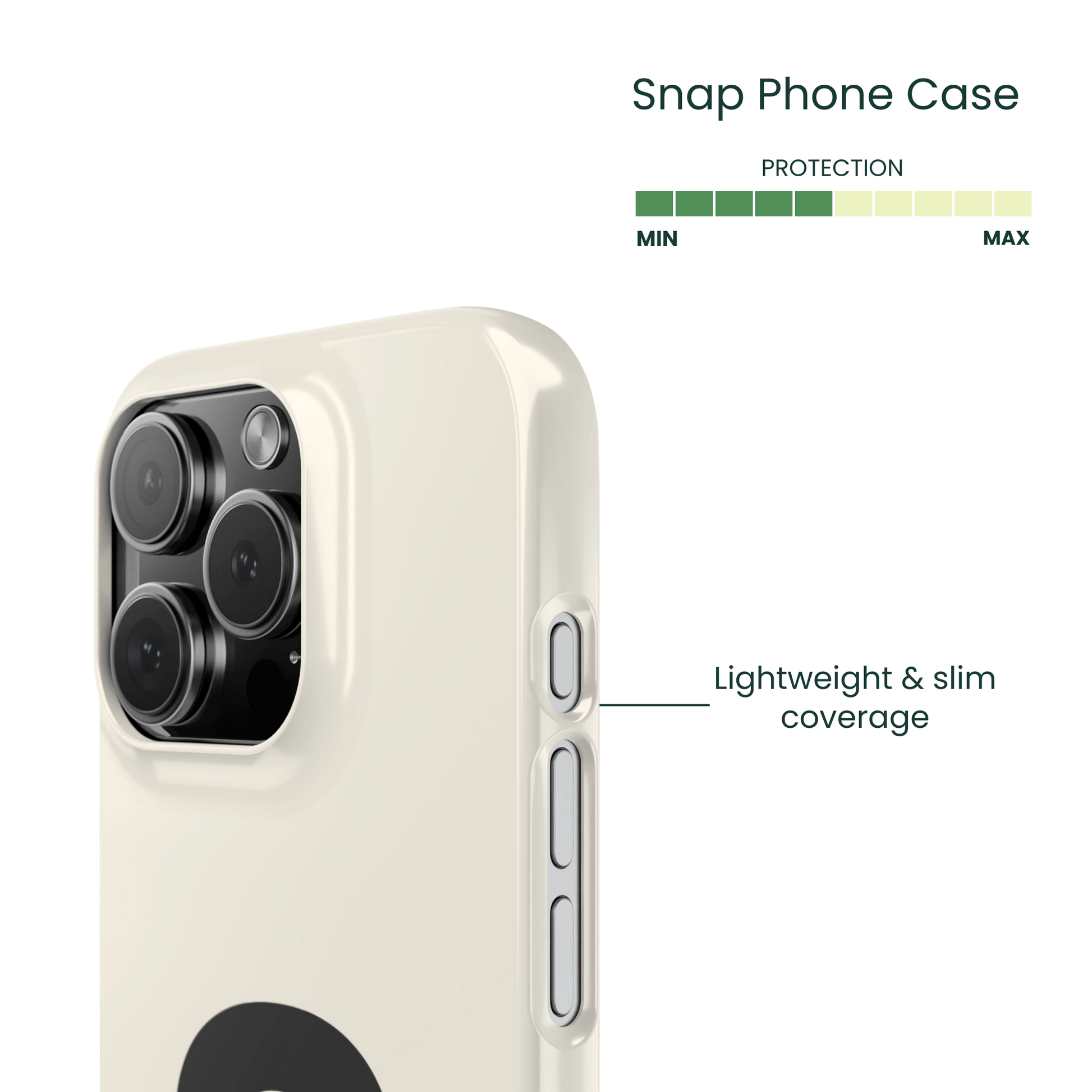 Side view of a wrapped typographic snap on phone shell