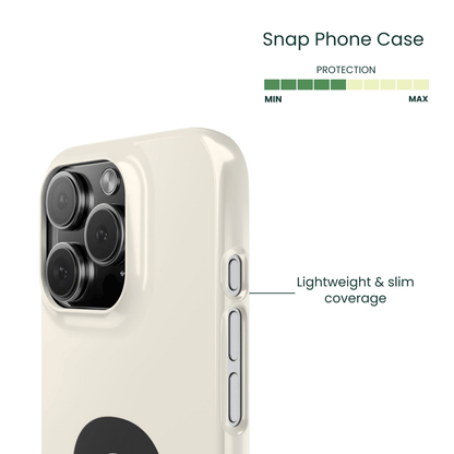 Side view of a wrapped typographic snap on phone shell