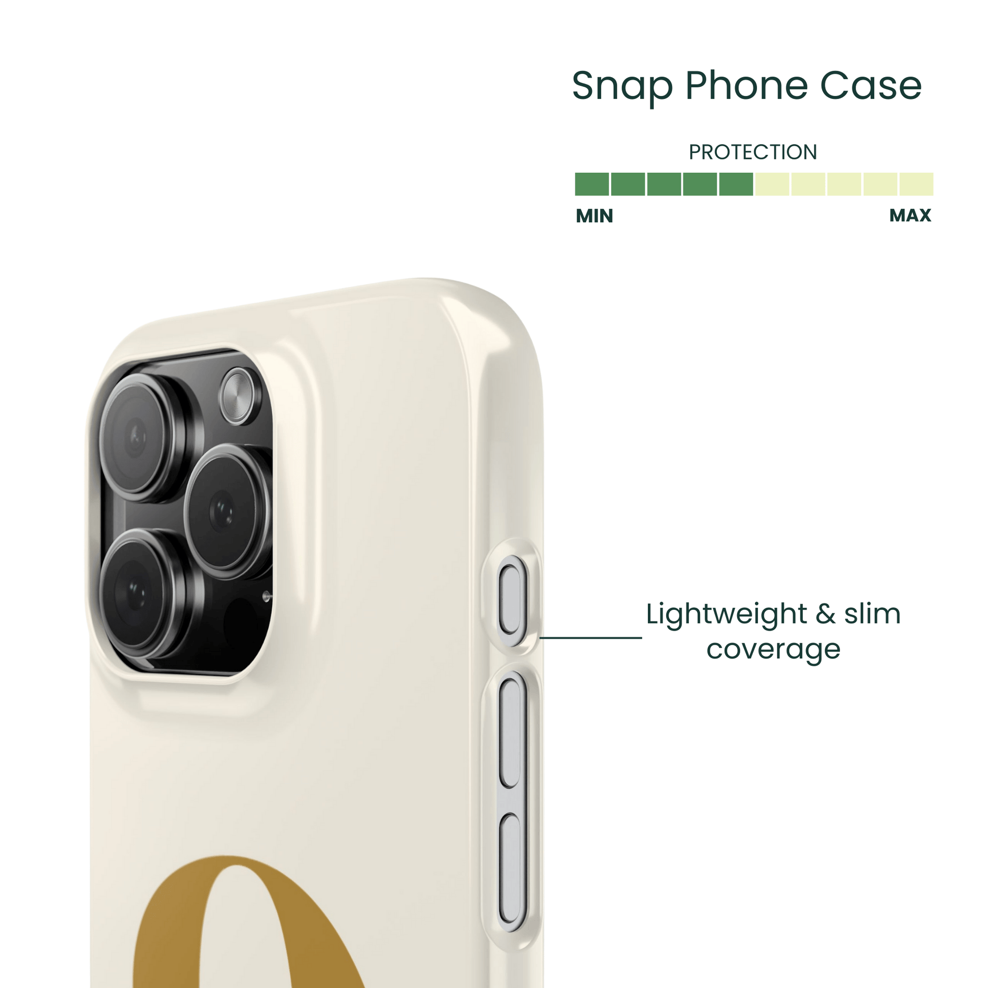 Side view of a wrapped typographic snap-on phone shell