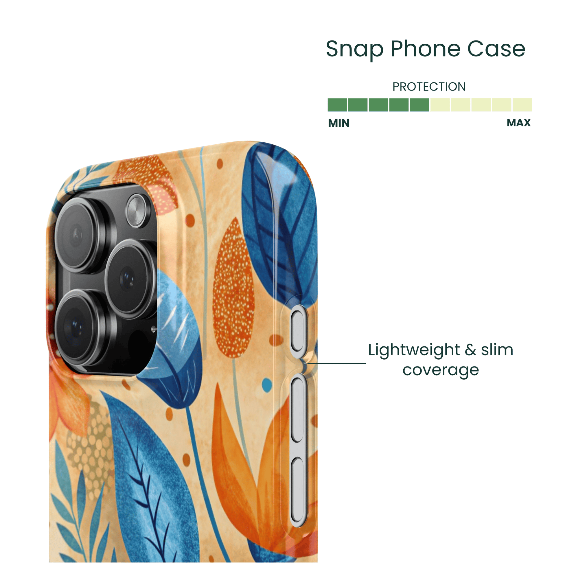 Side view of the slim Azure Amber floral pattern