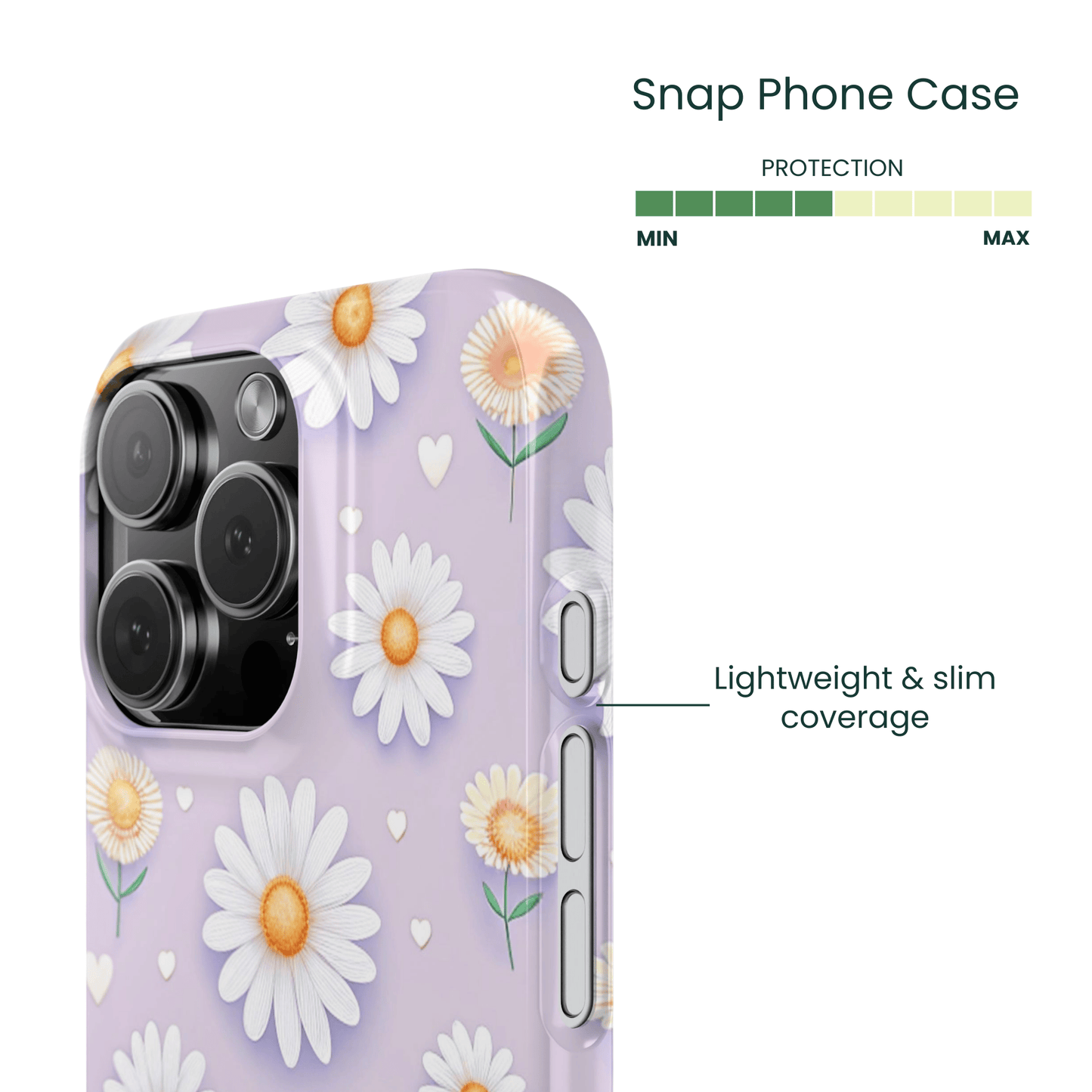 High gloss lightweight snap case with a floral theme