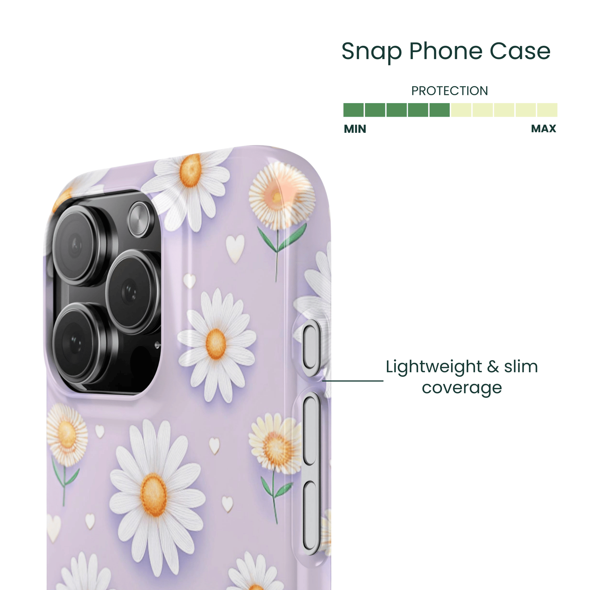 High gloss lightweight snap case with a floral theme