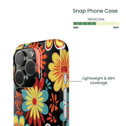 Side view of the slim Mod Meadow pattern on a snap case