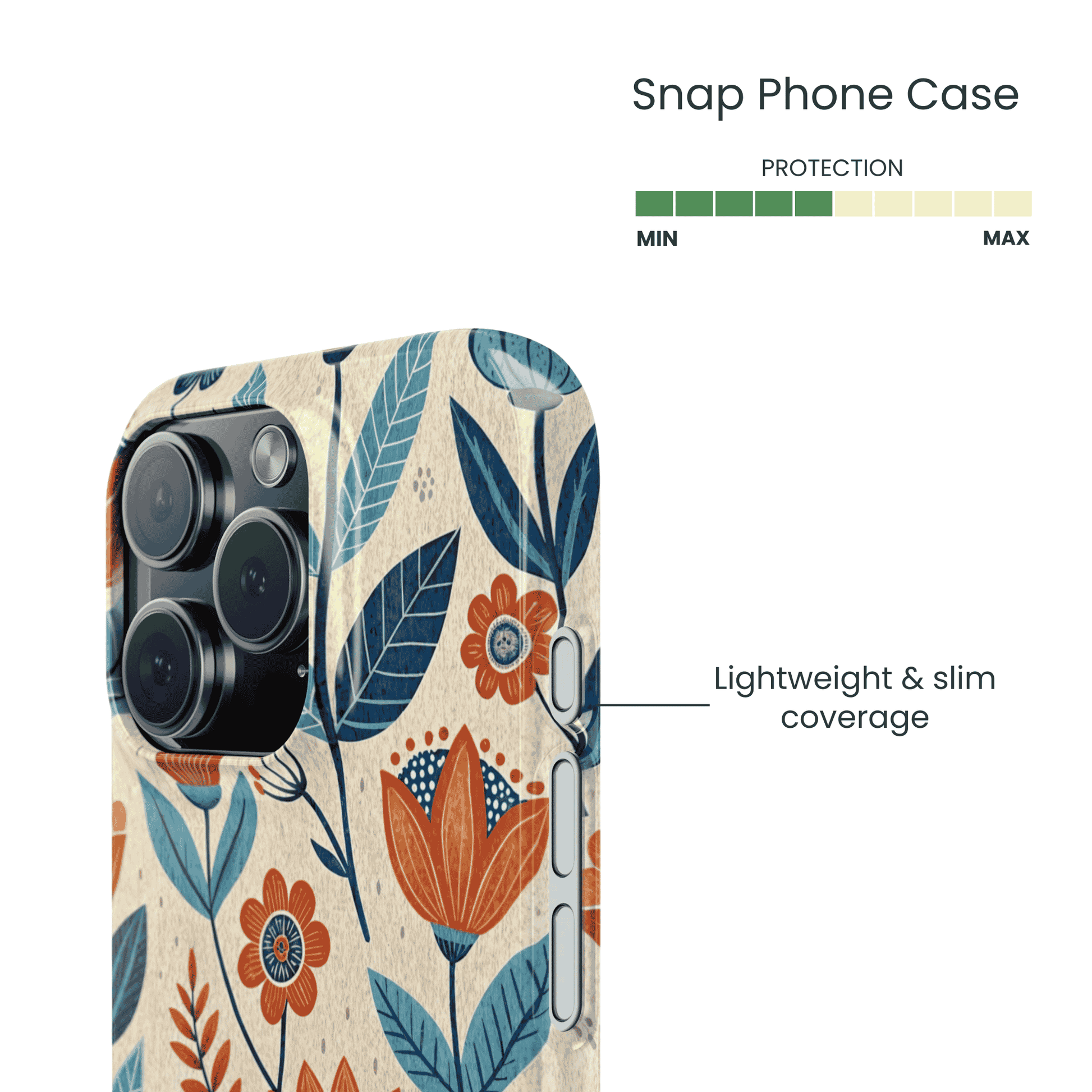 Smooth finish iphone snap case with Victorian petal design
