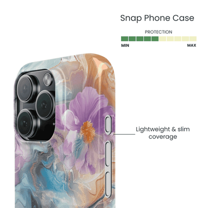 High gloss lightweight phone shell with a watery floral theme