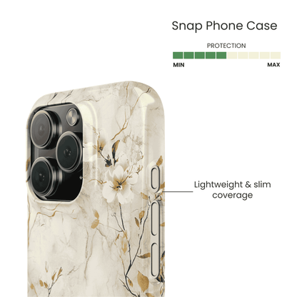 Scratch resistant snap case with a luxury white stone aesthetic