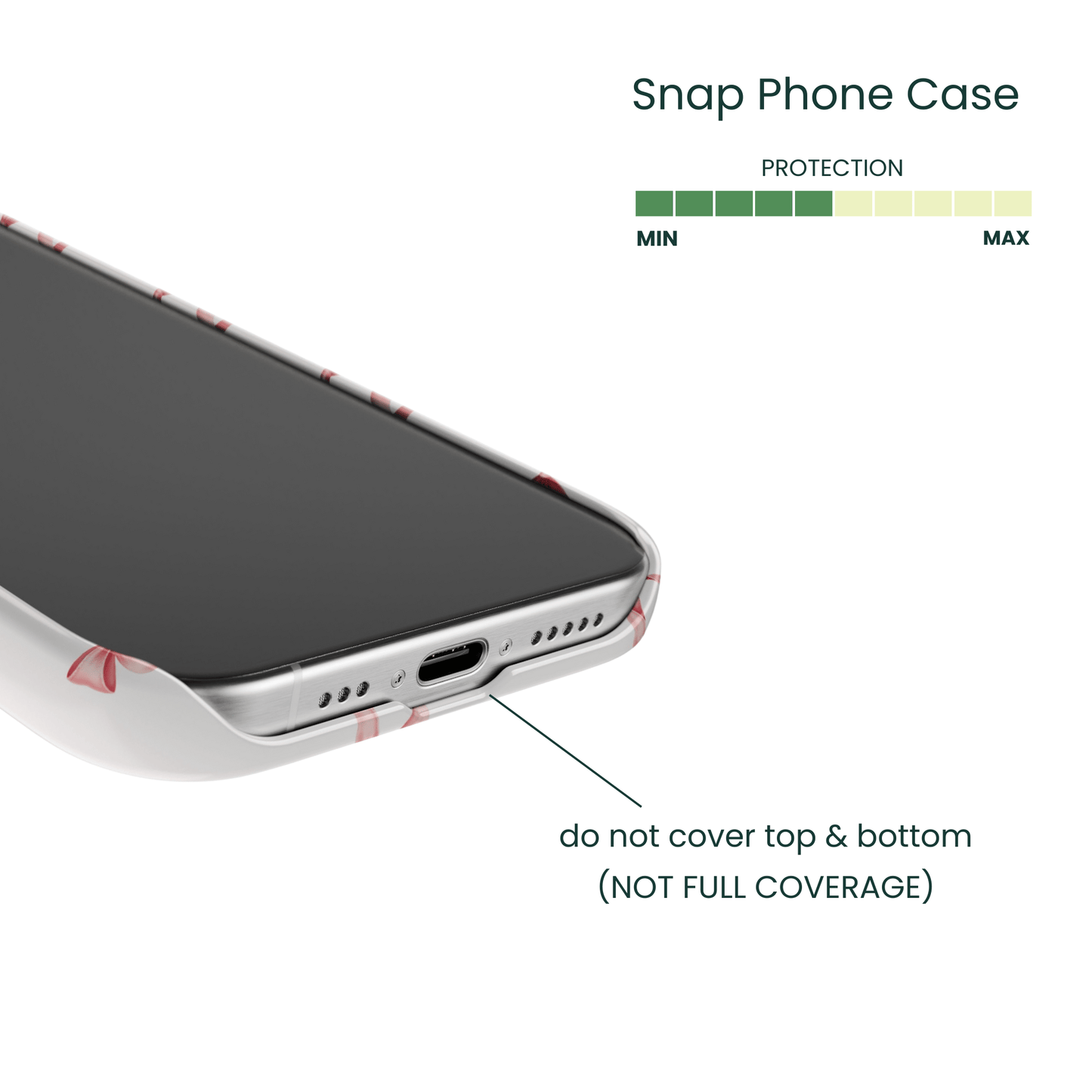 Minimalist decorative Snap Case Shape with Coquette bow motif