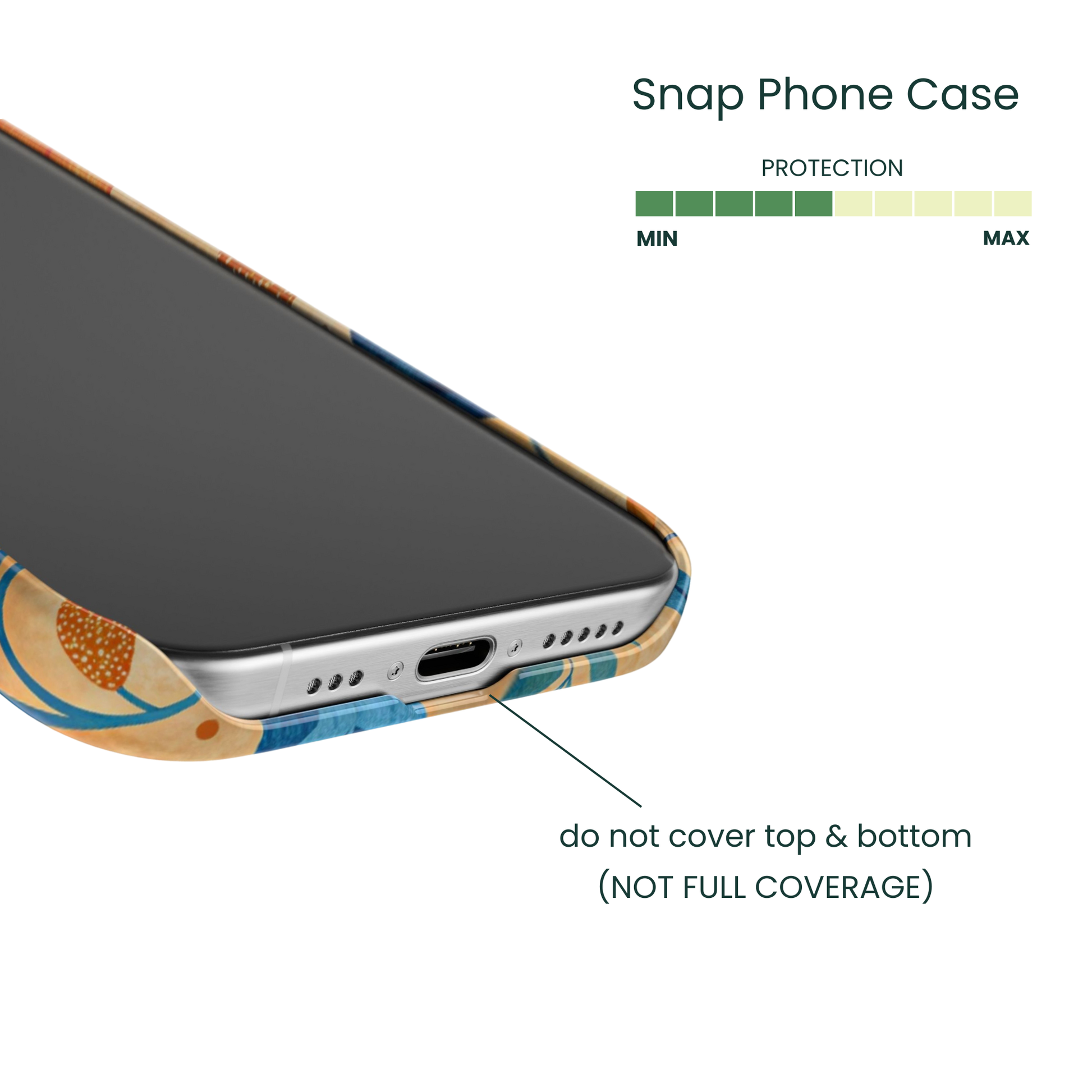 Thin profile snap case with edge-to-edge botanical art