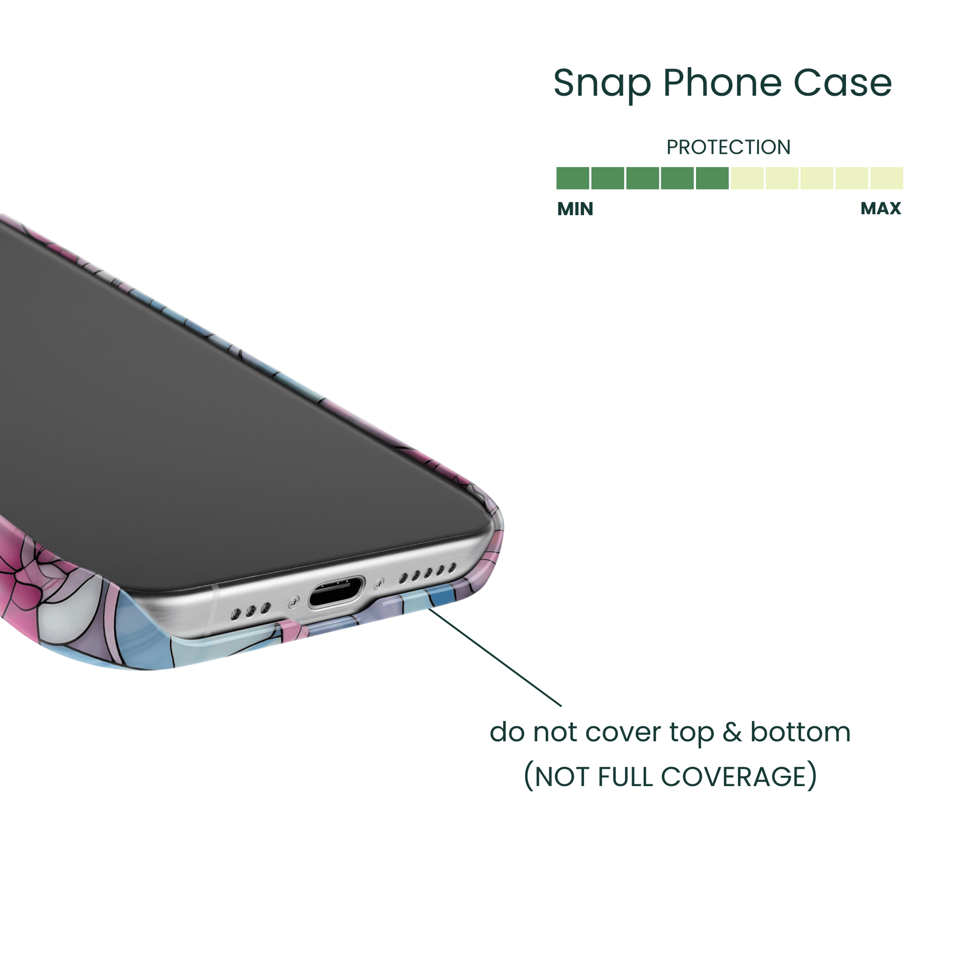 Lightweight stained glass floral case with open port access