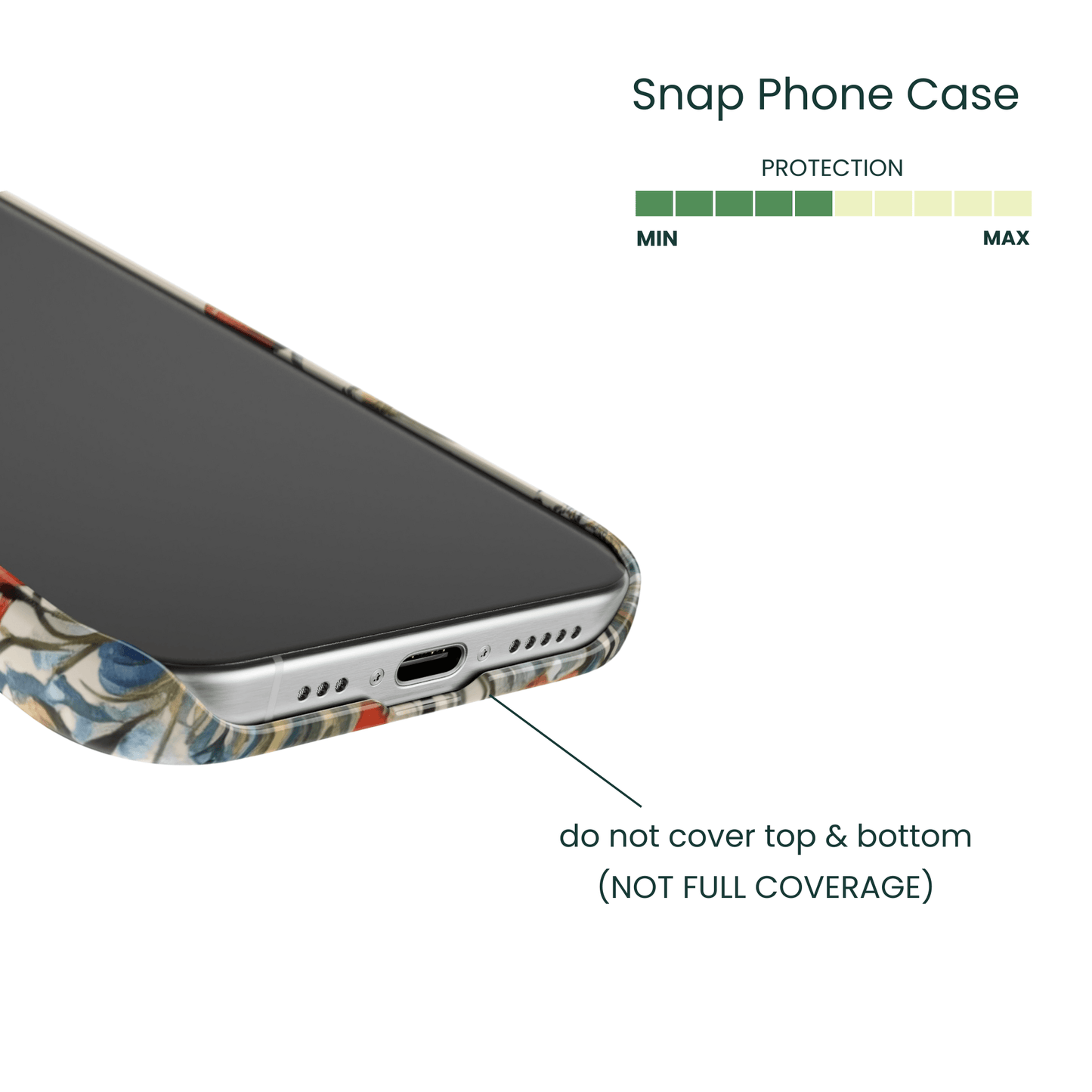 Thin profile snap case with edge to edge Blossom Whispers art