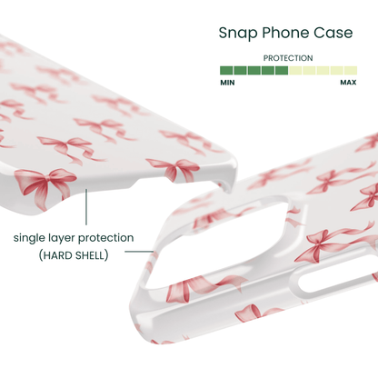 Snap Case Protection Shell Watercolor pink bow repeating pattern