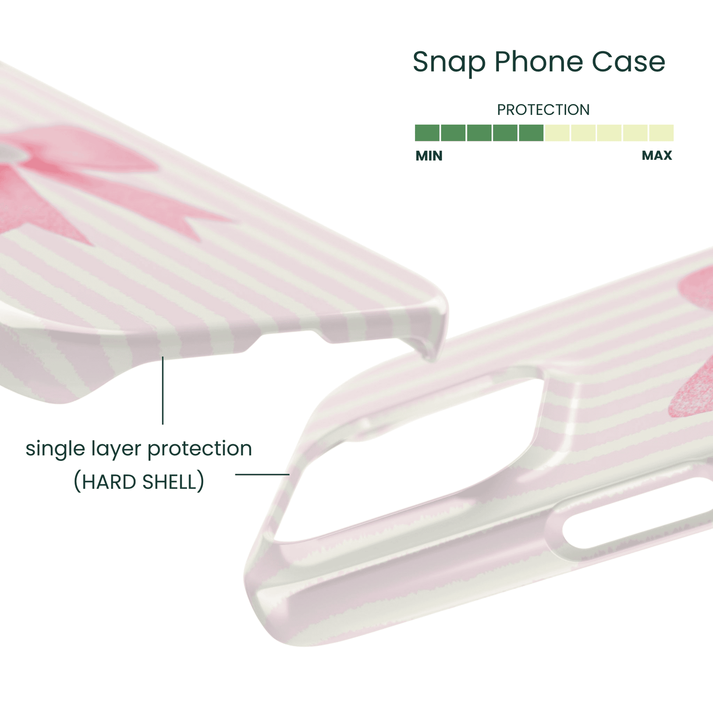 Lightweight Coquette aesthetic Snap Case with ribbon and pearl