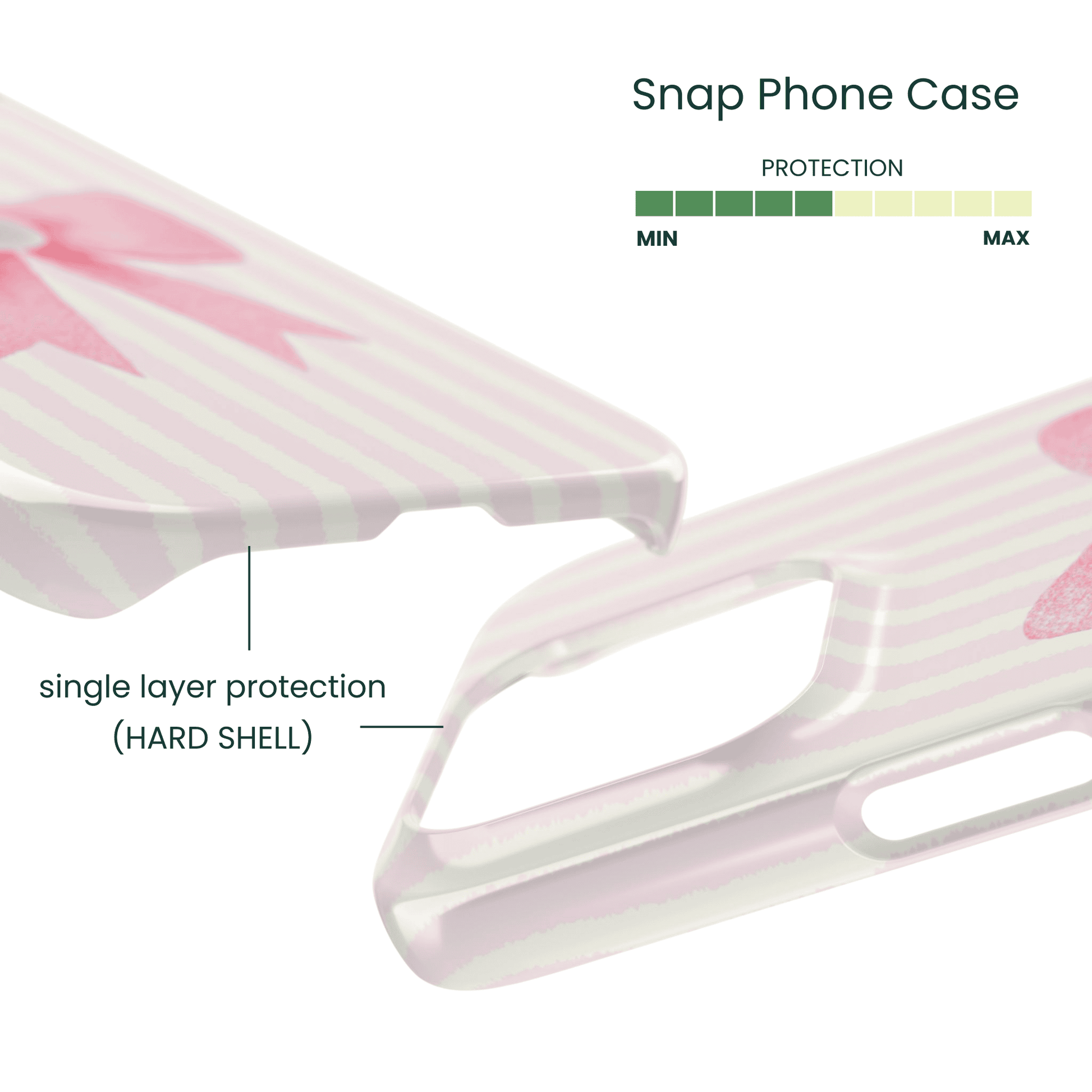 Lightweight Coquette aesthetic Snap Case with ribbon and pearl