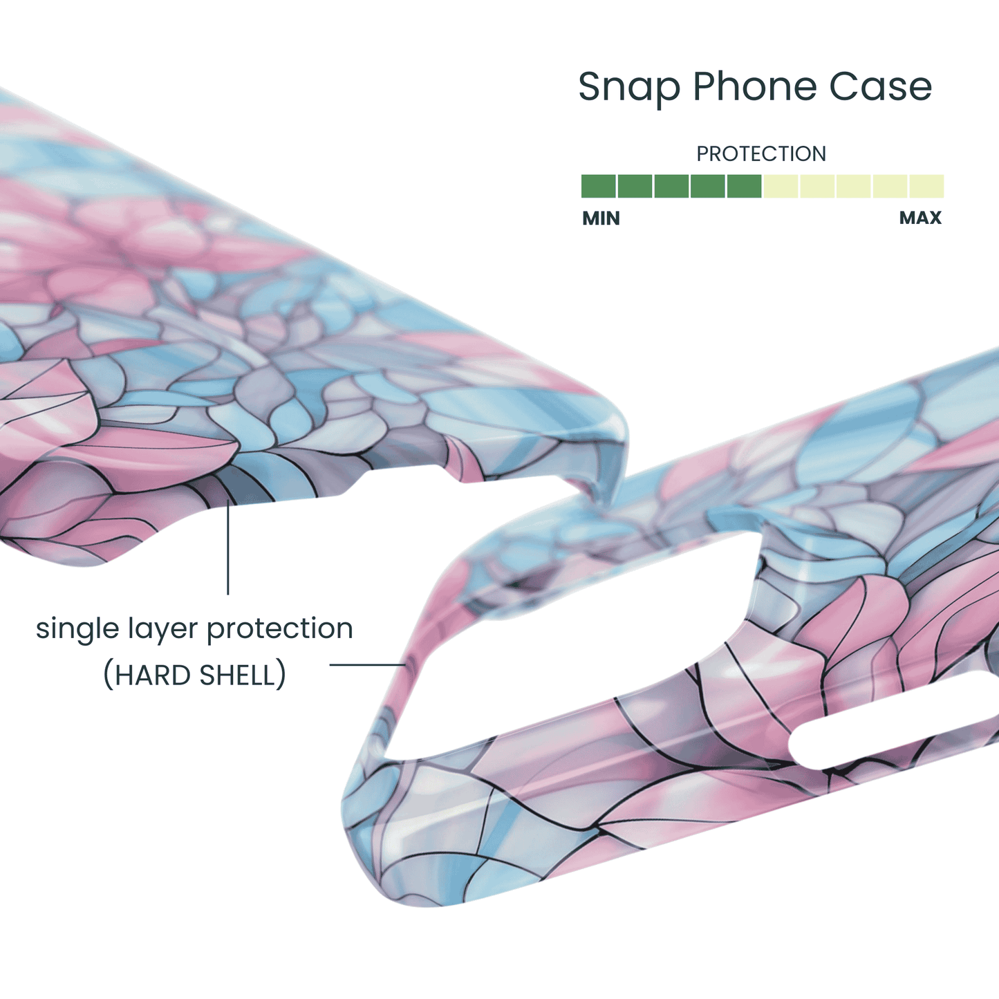 Lightweight hard shell case with pink glass flower print