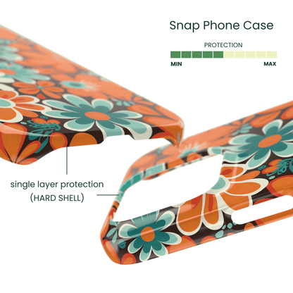 Lightweight snap case featuring orange and green groovy garden art