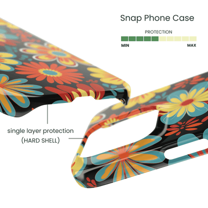 Lightweight snap case featuring colorful vintage garden art 