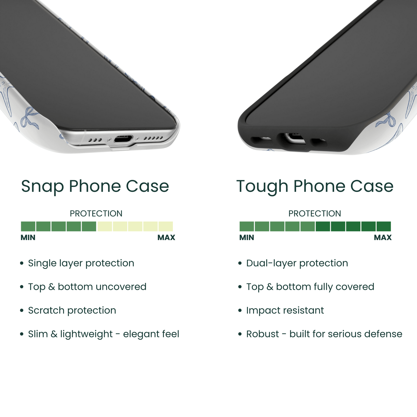 Thin polycarbonate blue bow and starfish Snap phone case Tough phone case