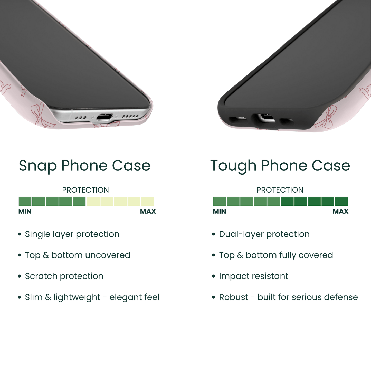 Thin polycarbonate simple pink bow snap case and tough case 