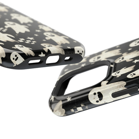 Clear, open ports for connectivity on a Vintage Halloween Phantom iPhone tough phone case