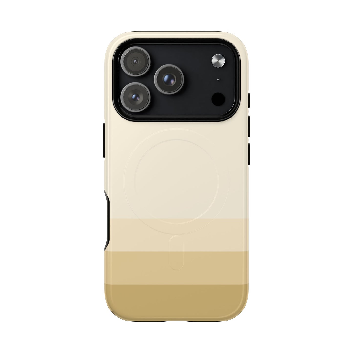 Warm tan and cream MagSafe compatible case for the latest iPhone models