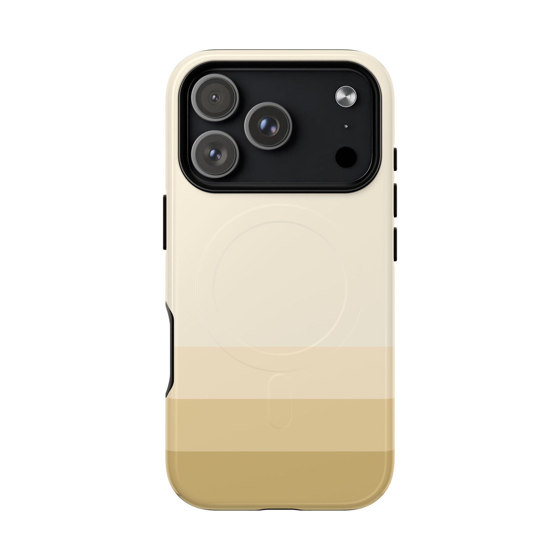 Warm tan and cream MagSafe compatible case for the latest iPhone models