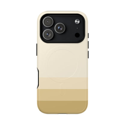 Warm tan and cream MagSafe compatible case for the latest iPhone models
